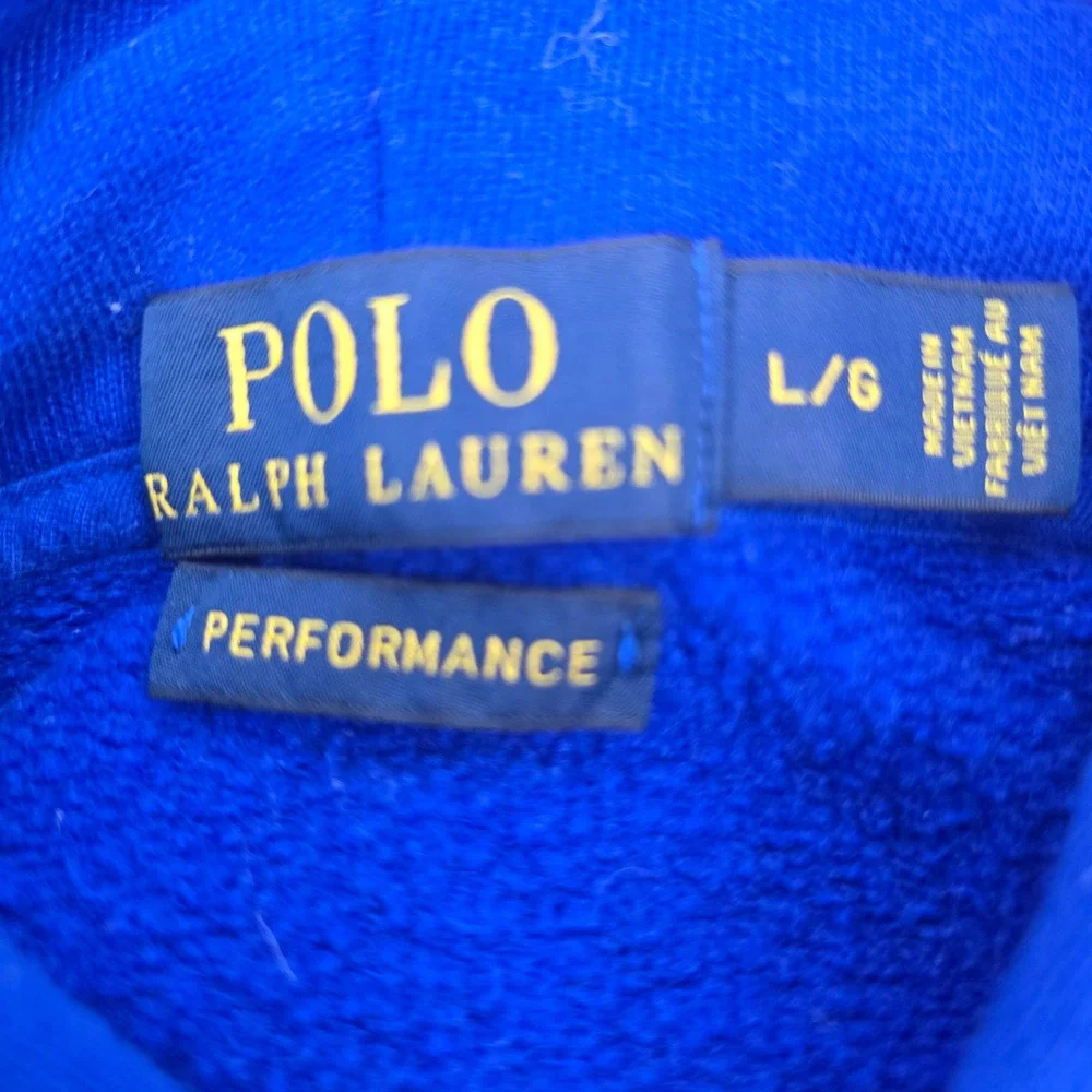 Polo Ralph Lauren Performance Hoodie Royal Blue Orange Pony Mens Large